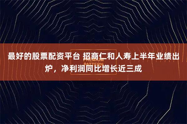最好的股票配资平台 招商仁和人寿上半年业绩出炉，净利润同比增长近三成